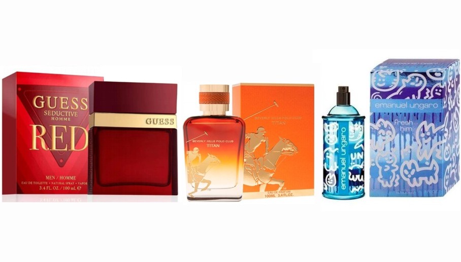 PACK 3 PERFUMES HOMBRE DE MARCA: GIORGIO BEVERLY HILLS TITAN EDT 100 ML TESTER + GUESS SEDUCTIVE RED MEN EDT 100 ML TESTER + UNGARO FRESH FOR HIM EDT 100 ML TESTER 