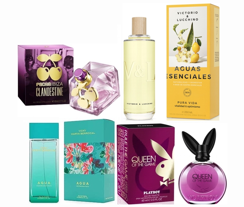 LOTE 4 DE MUJER: PLAYBOY QUEEN OF THE GAME EDT 60 ML @ + VICTORIO & LUCCHINO PURA VIDA 250 ML @ + PACHA IBIZA CLANDESTINE WOMAN EDT 80 ML @+ VICKY MARTIN BERROCAL AGUA WOMAN E