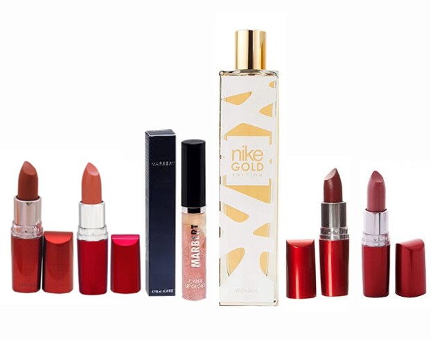 PACK 4 BARRAS MAYBELLINE HYDRA EXTREME (585+430+590+165) + MARBER CYBER LIP GLOSS + NIKE GOLD WOMAN EDT 100 ML @ 