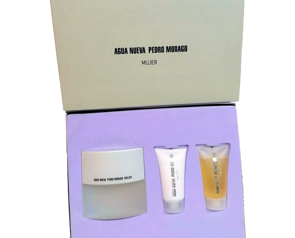 SET PEDRO MORAGO AGUA NUEVA WOMAN EDT 75 ML + BODY LOCION + GEL REGULAR