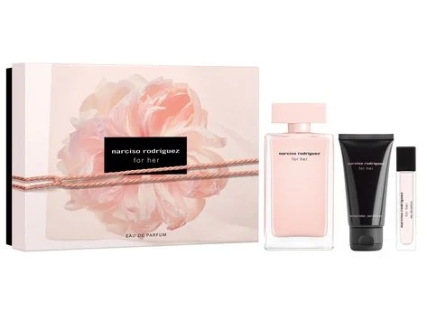 SET NARCISO RODRIGUEZ FOR HER (BOTELLA ROSA) EDP 100ML + BODY LOCION 50 ML REGULAR + MINIATURA REGULAR