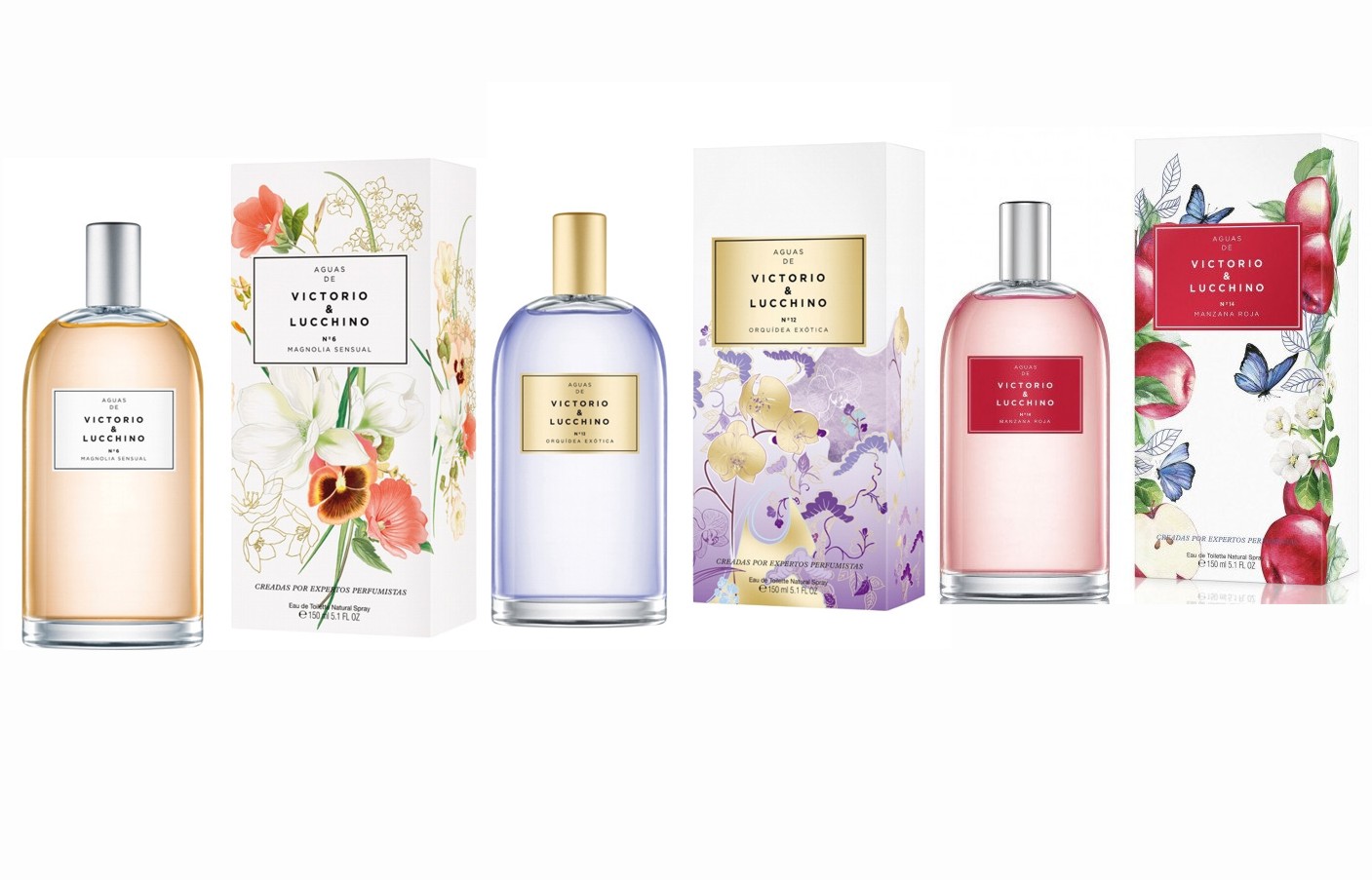 PACK 3X1 VICTORIO & LUCCHINO: AGUA N 6 MAGNOLIA, FLOR DE AGUA Y MELOCOTON 150 ML @ + AGUA N 12 ORQUIDEA EXOTICA EDT 150 ML @ + AGUA N 14 MANZANA ROJA EDT 150 ML @ 